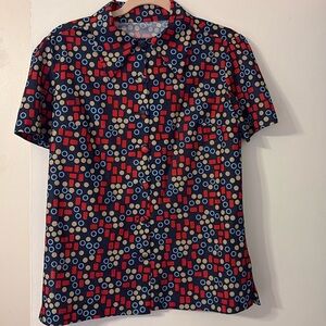 Vintage polyester button up shirt sleeve shirt